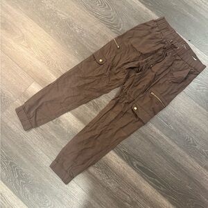 NWT BANANA REPUBLIC Brown Tencel Cargo Jogger Pants, Size XS